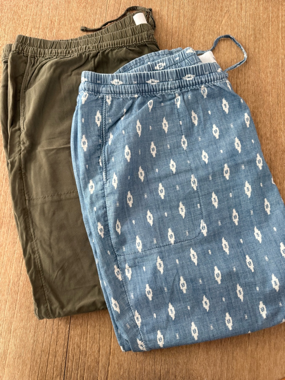 TWO 100% cotton drawstring elastics waist crop tulip hem pants s